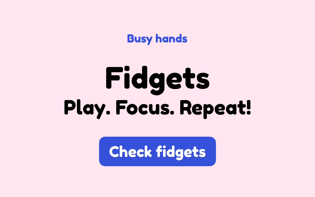 3D printed fidgets, articulated animals, and clickers for stress relief and focus.