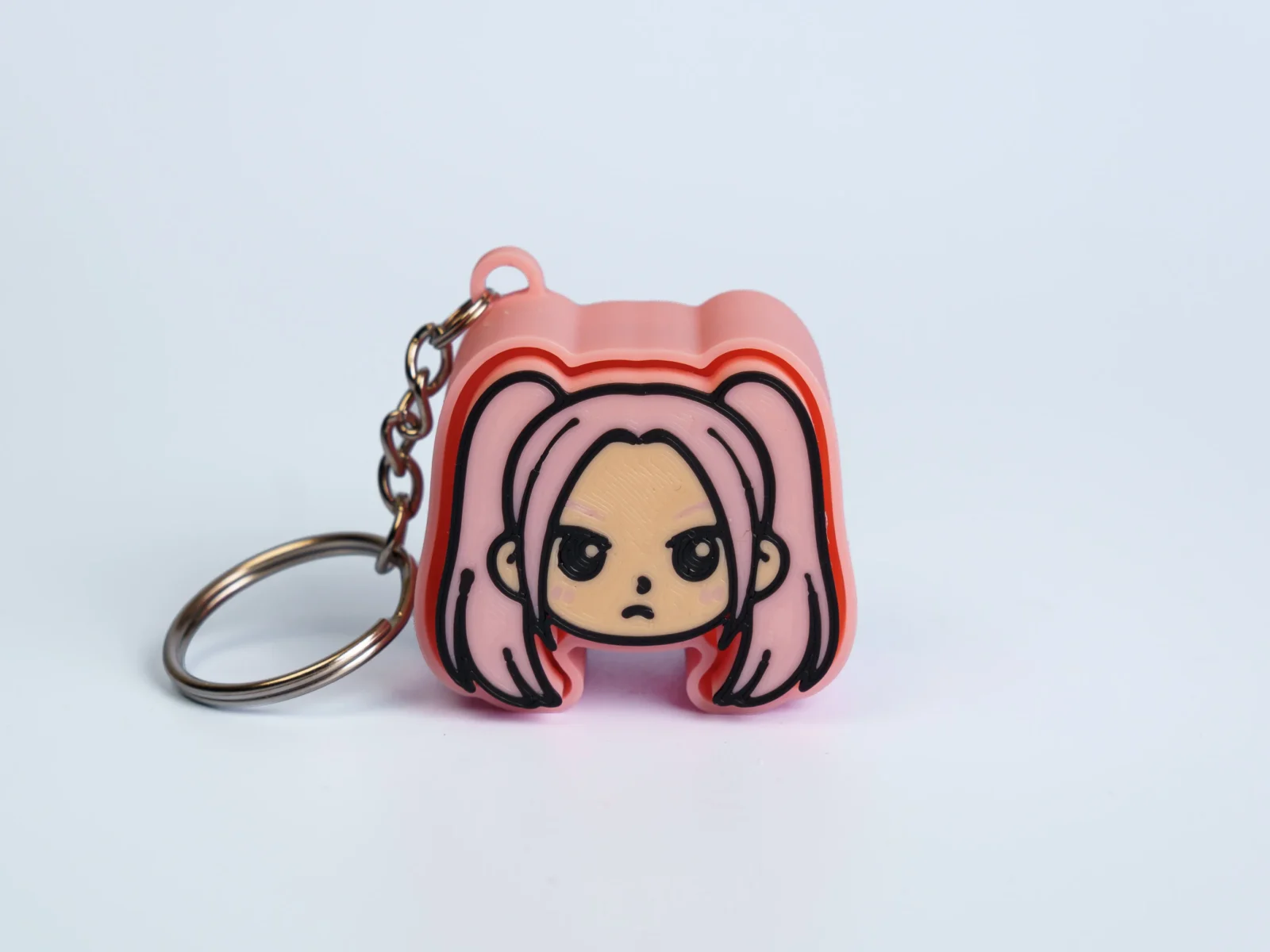 Pop Star Trio clicker fidget keychain - pink haired star