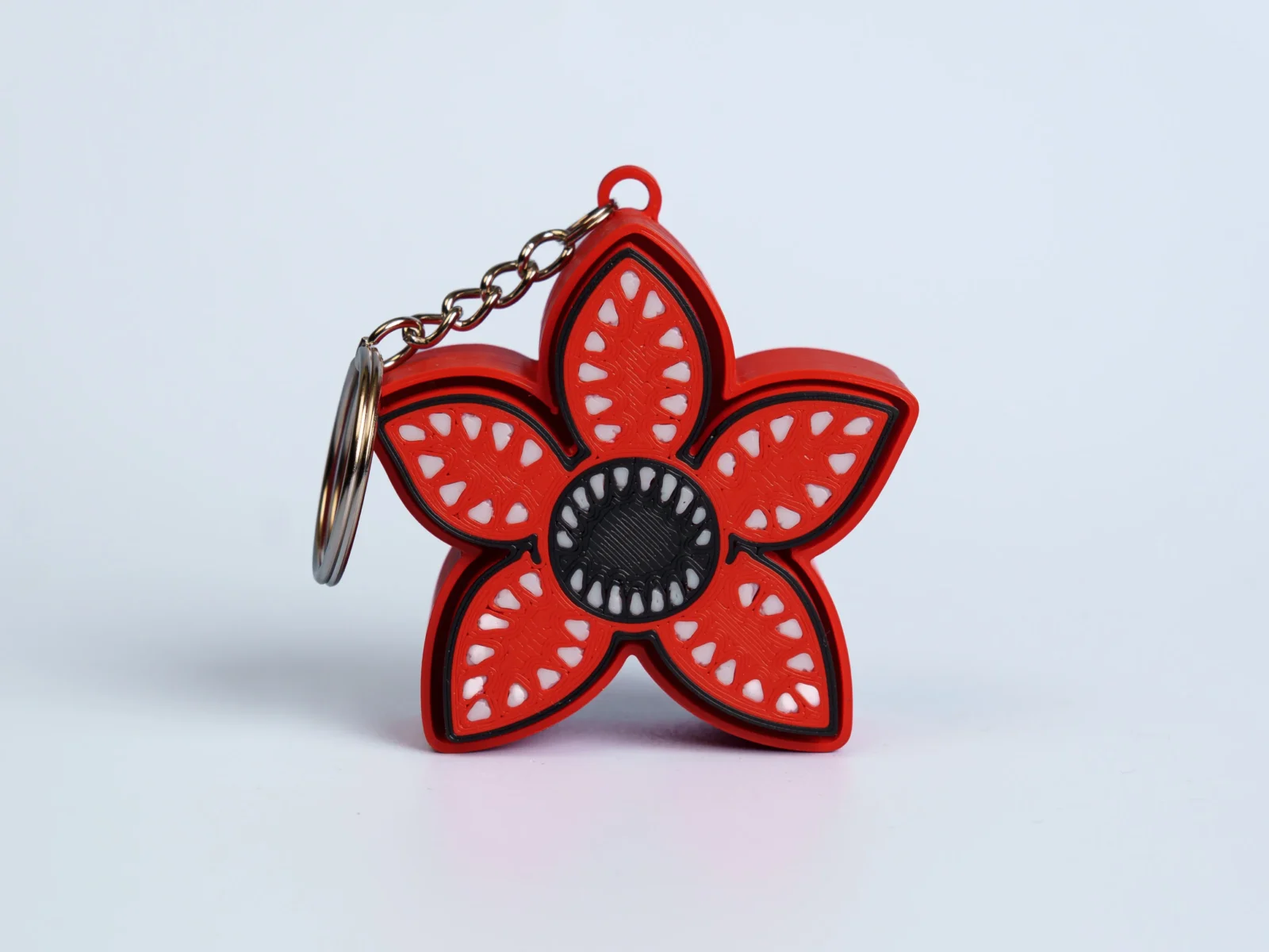 Retro Mystery Crew clicker fidget keychain - red flower monster