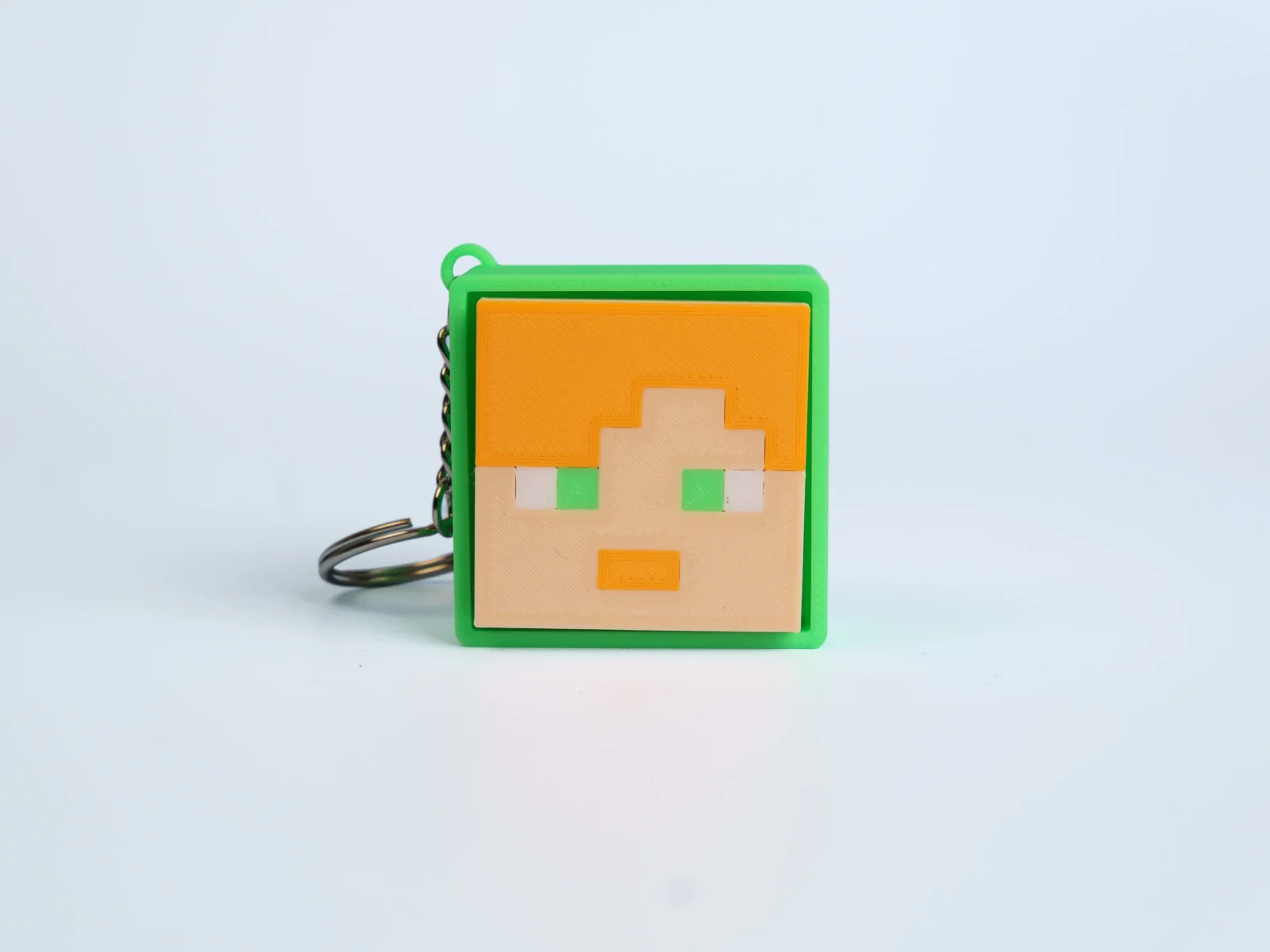 Pixel Block World clicker fidget keychain - green eyed pixel woman