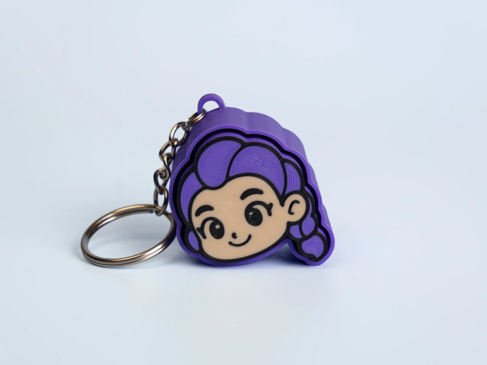 Pop Star Trio clicker fidget keychain - purple haired star