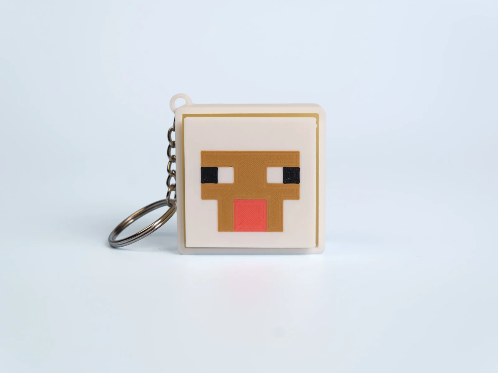 Pixel Block World clicker fidget keychain - white pixel sheep