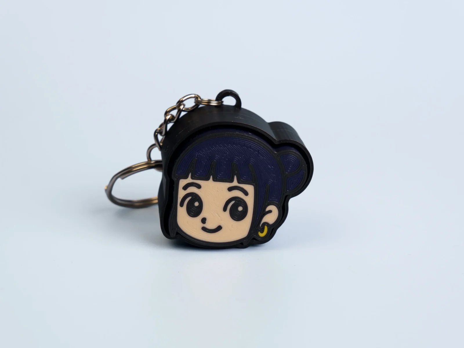 Pop Star Trio clicker fidget keychain - dark haired star