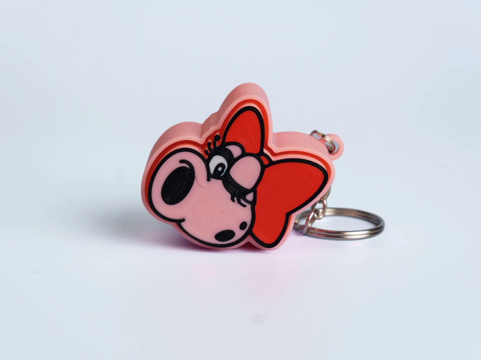 Arcade Quest Icons clicker fidget keychain - pink bow creature