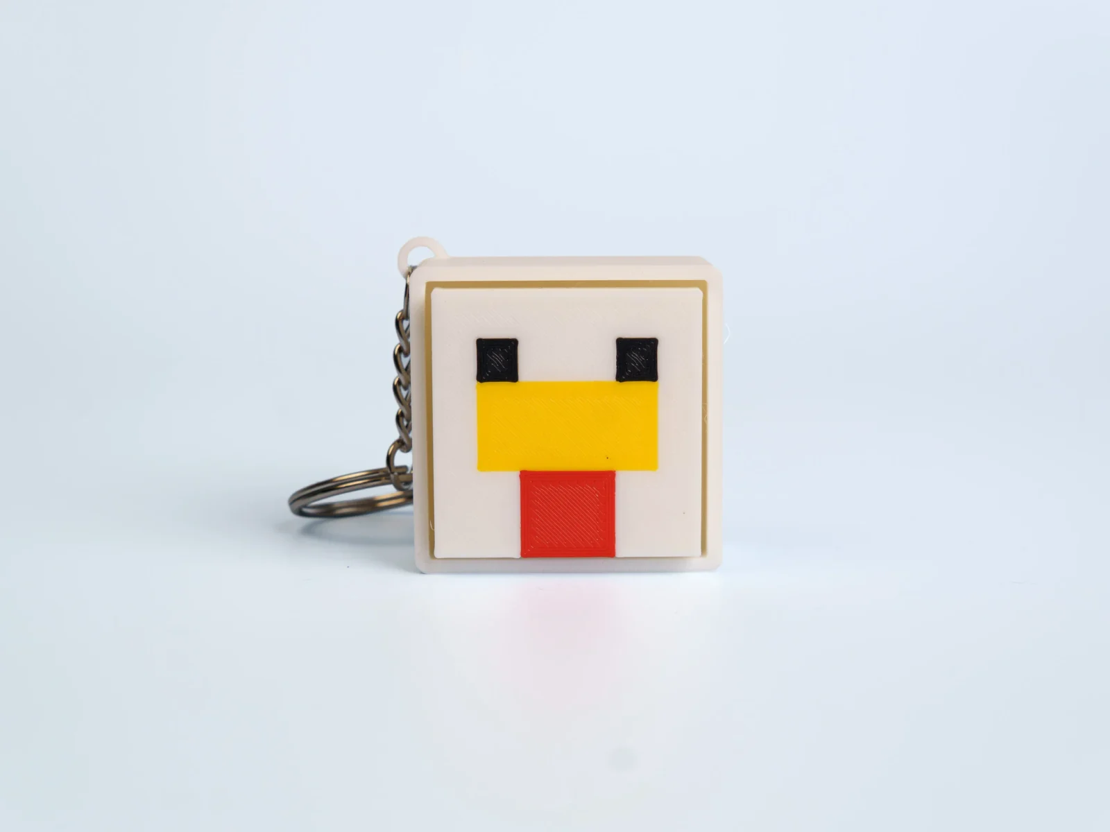 Pixel Block World clicker fidget keychain - white pixel chicken
