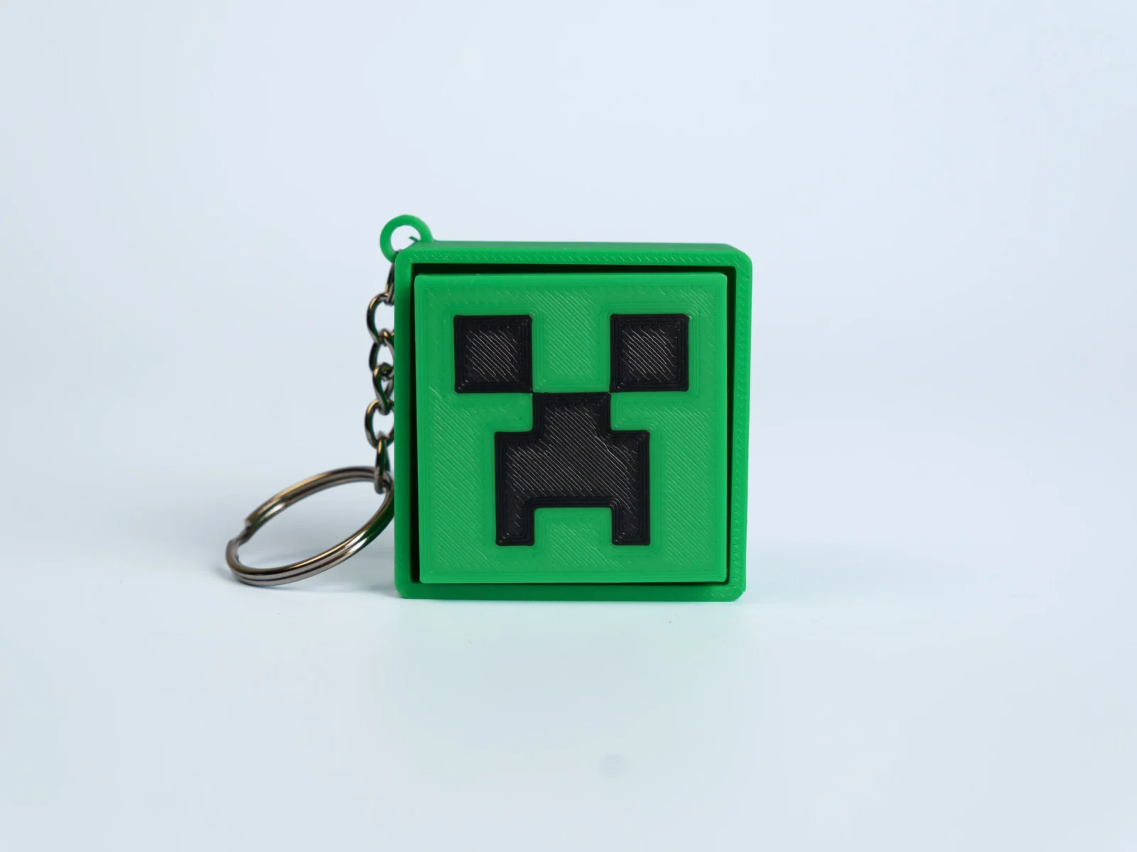 Pixel Block World clicker fidget keychain - green pixel monster