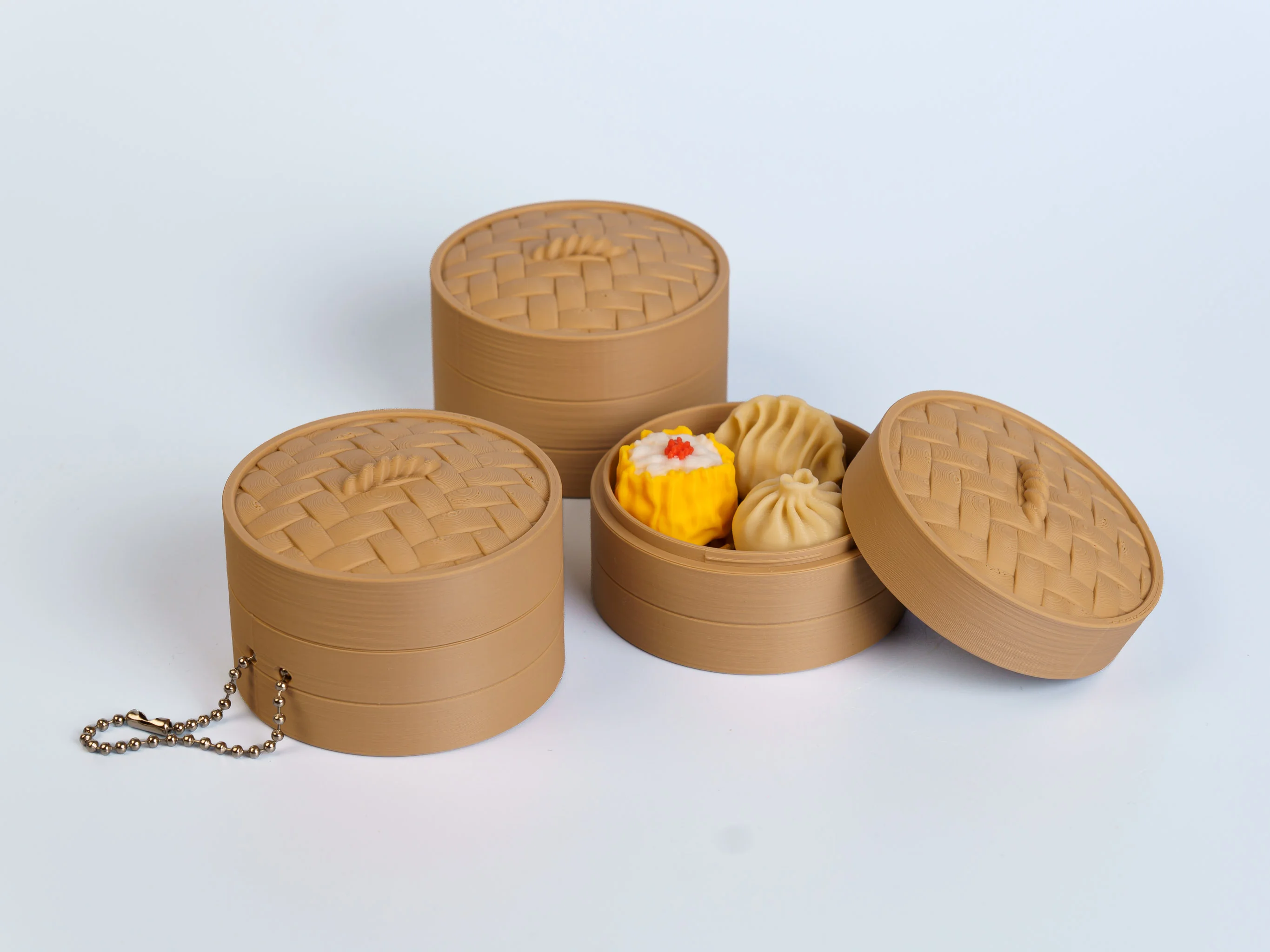 Dumpling Basket clicker fidget keychain collection