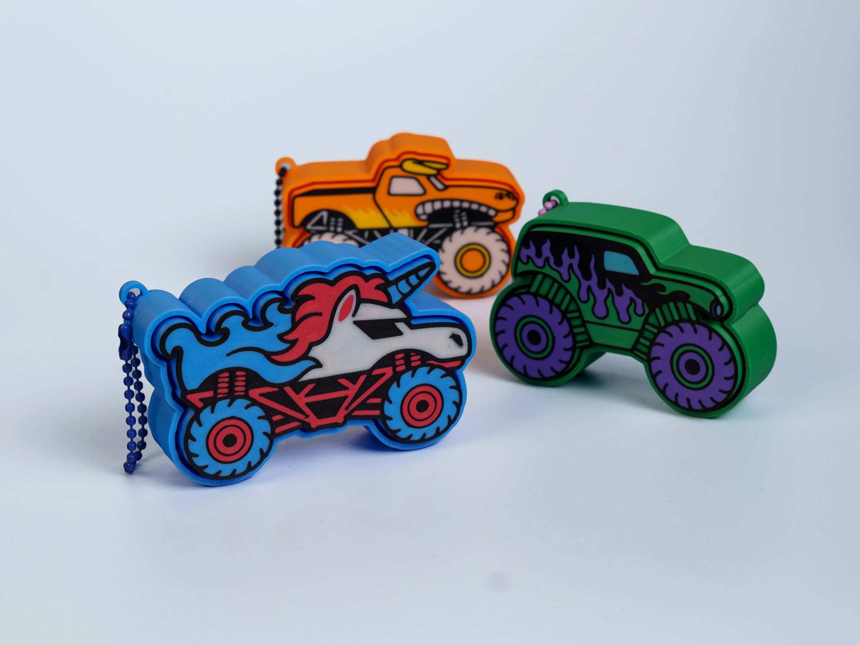 Monster Truck Crew clicker fidget keychain collection