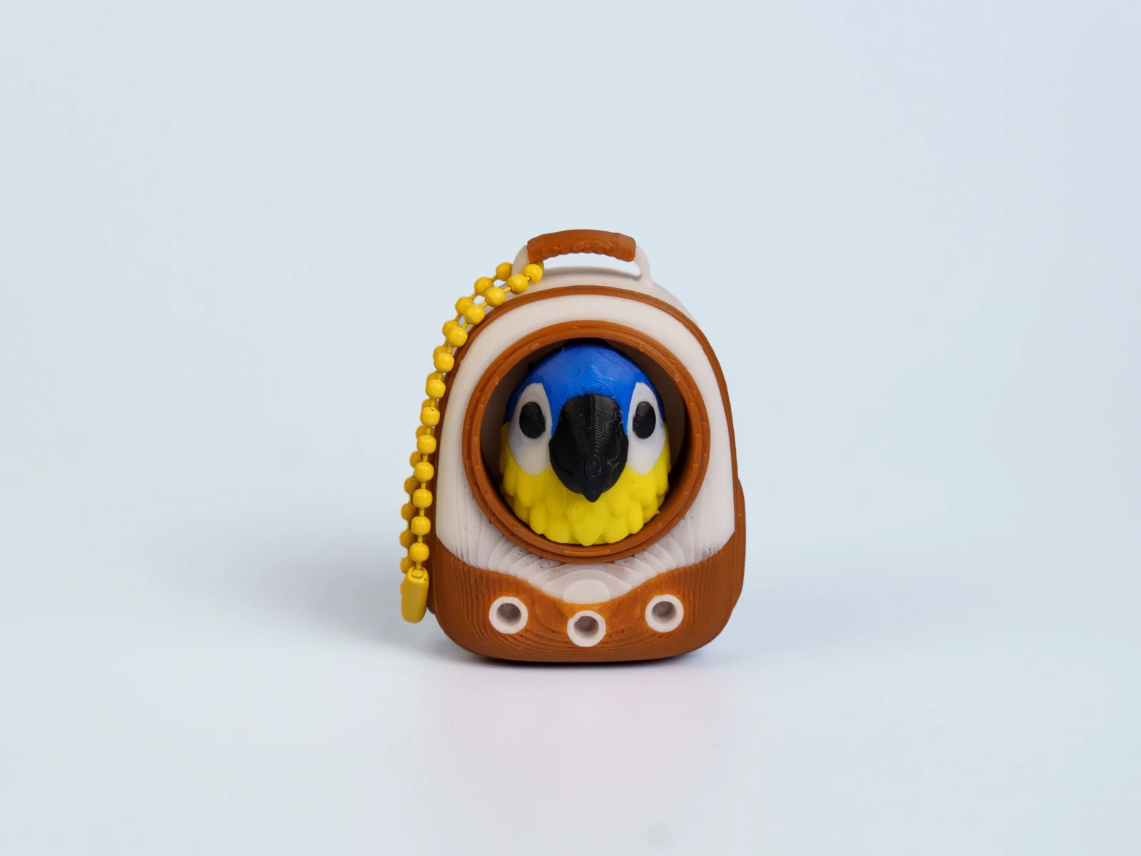 Backpack Buddies clicker fidget keychain - spotted bird brown backpack