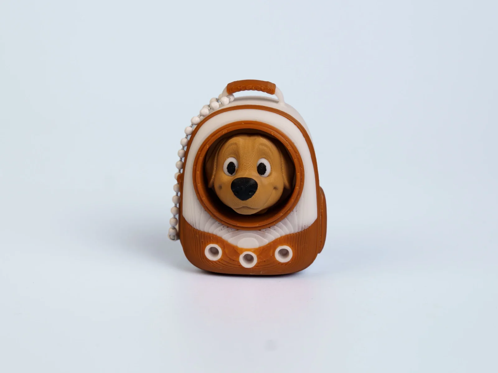 Backpack Buddies clicker fidget keychain - brown puppy brown backpack