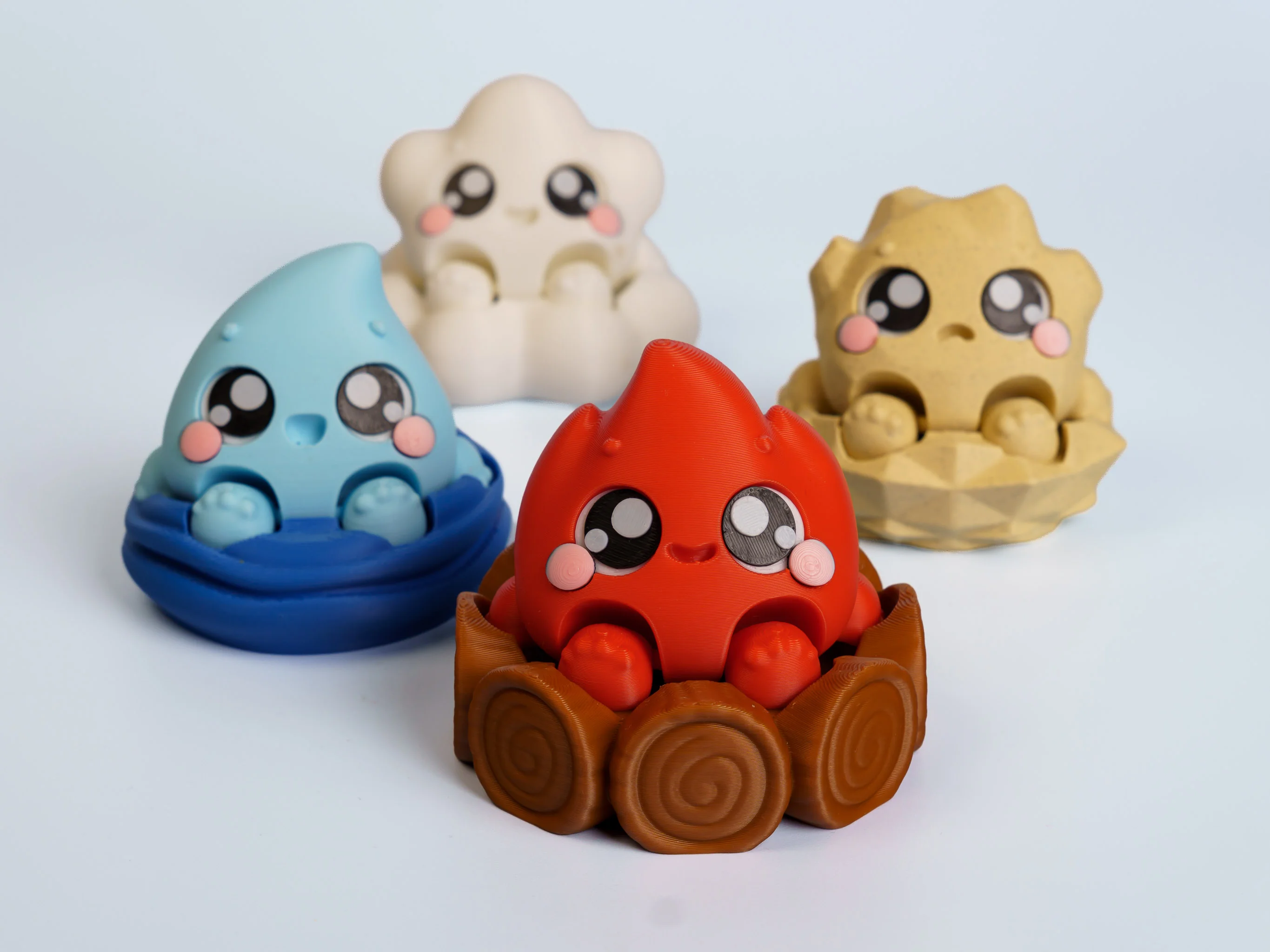 Elemental Friends clicker fidget keychain collection