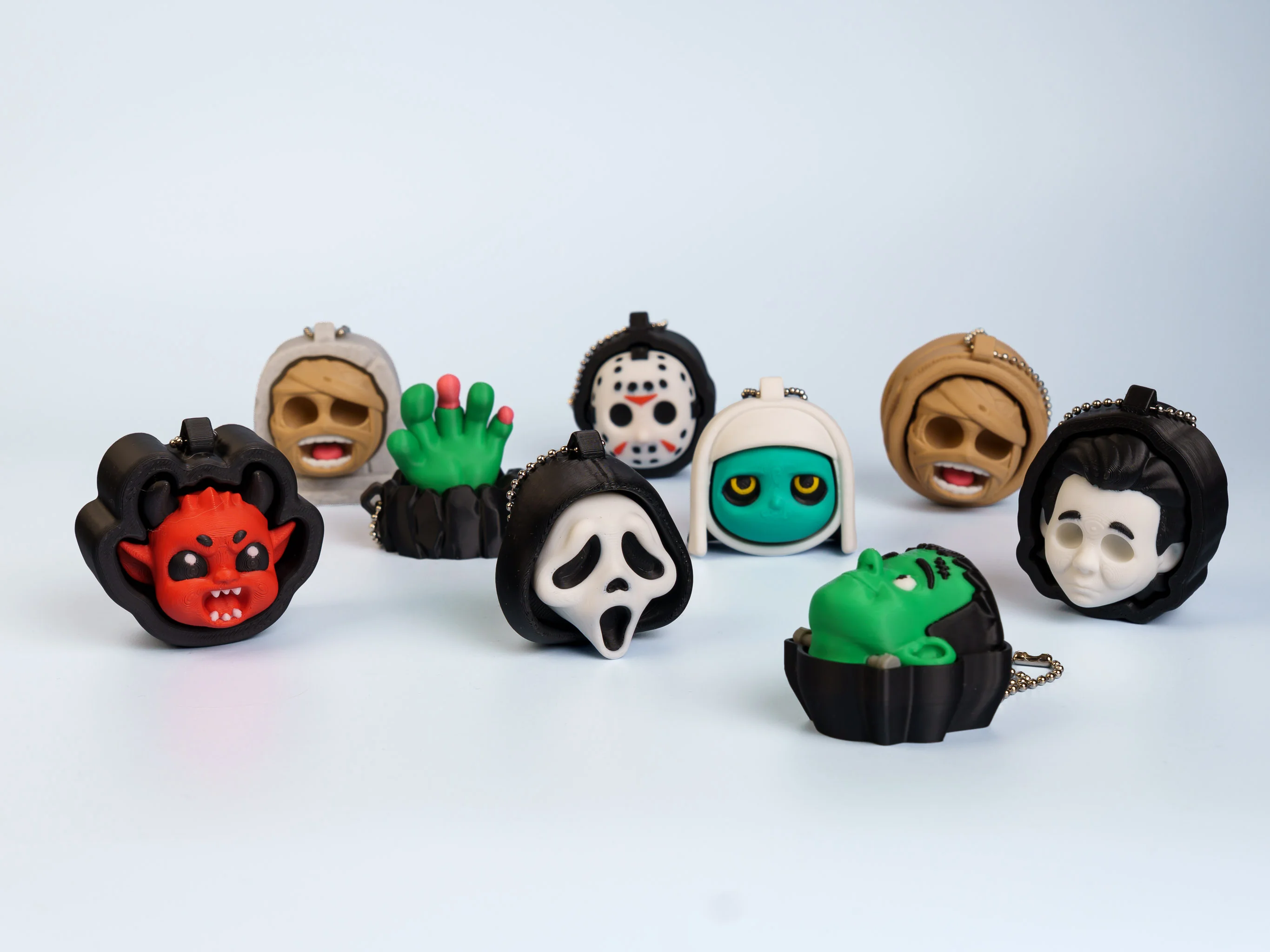 Horror Faces clicker fidget keychain collection