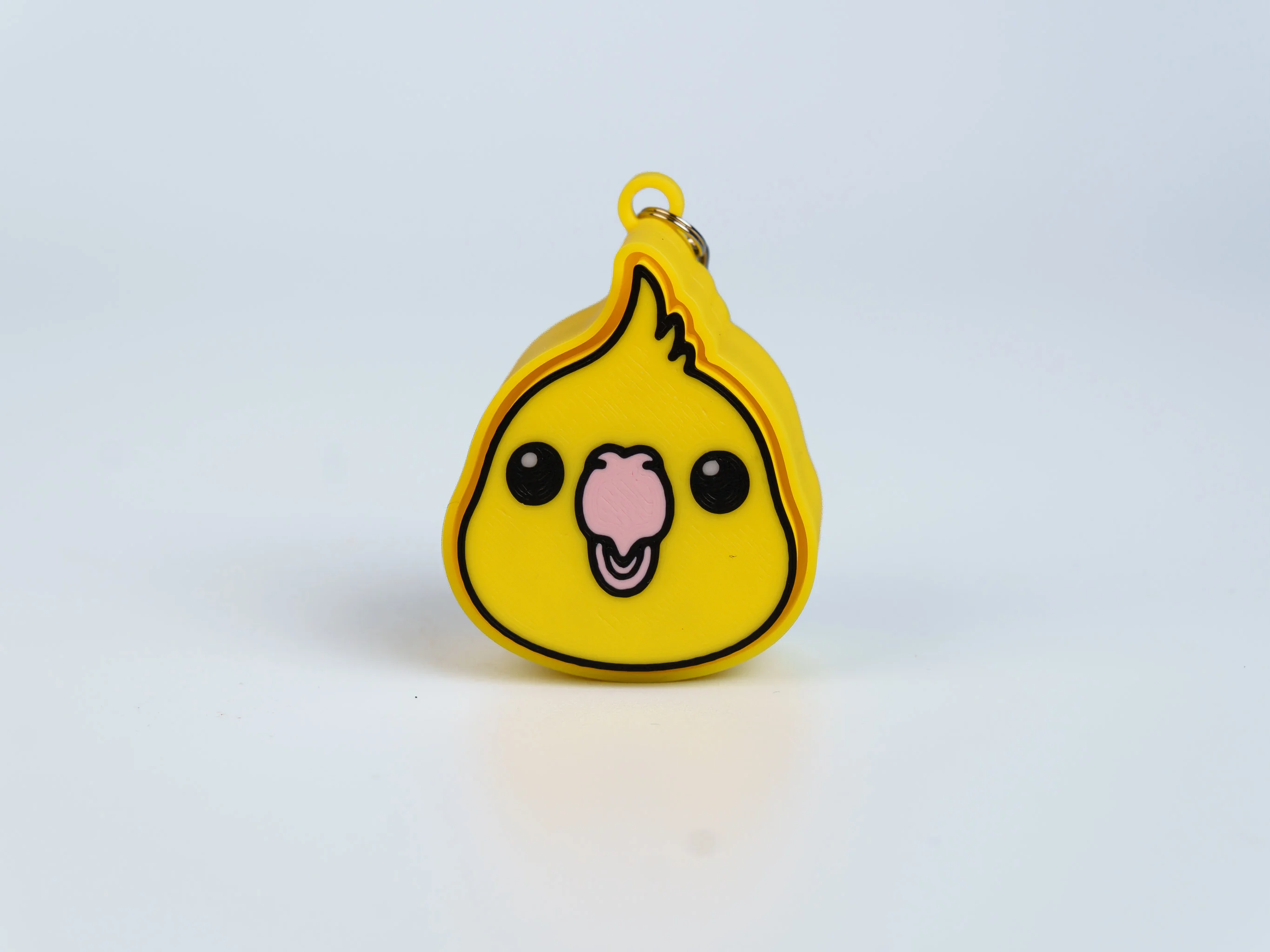 Parrot Faces clicker fidget keychain - yellow cockatiel