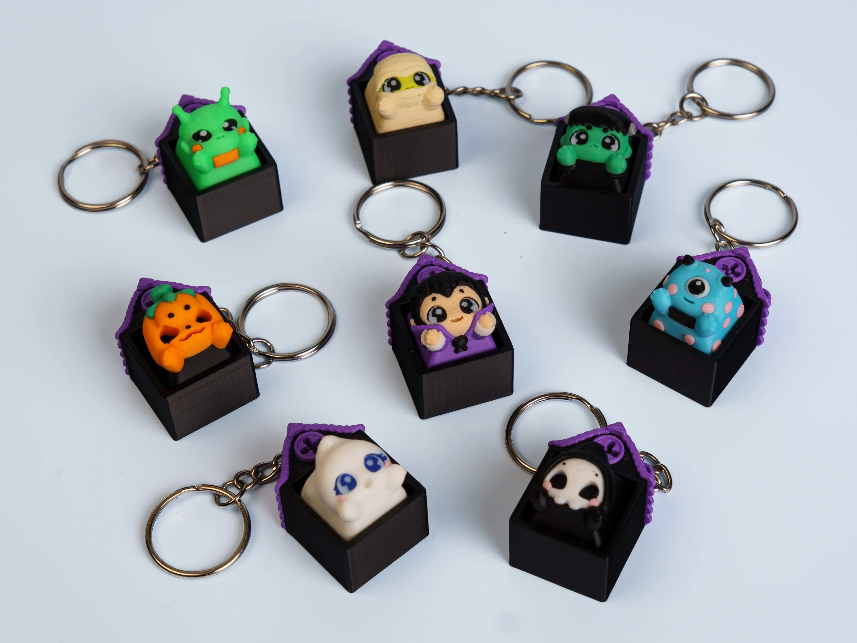 Spooky Caps clicker fidget keychain collection